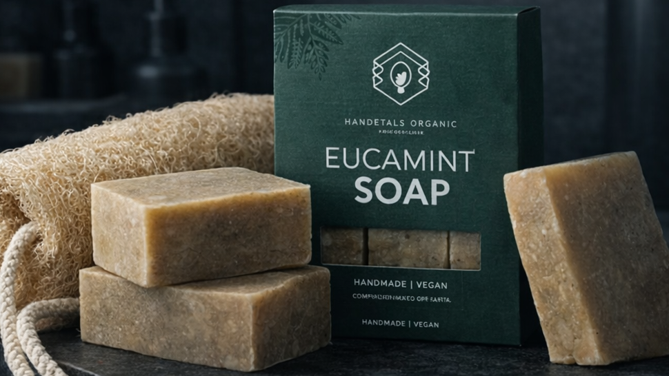 Eucamint mint soap and Egyptian loofah for back acne shower routine