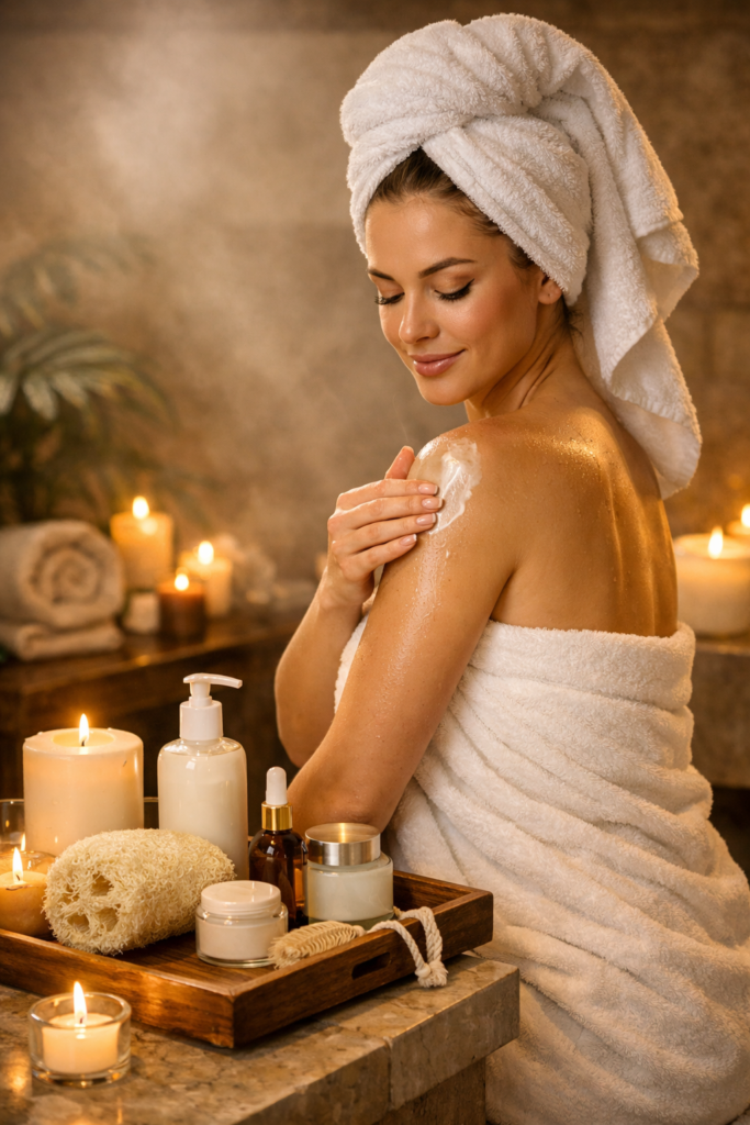 daily skincare routine for smooth skin before fake tan exfoliation and moisturizing